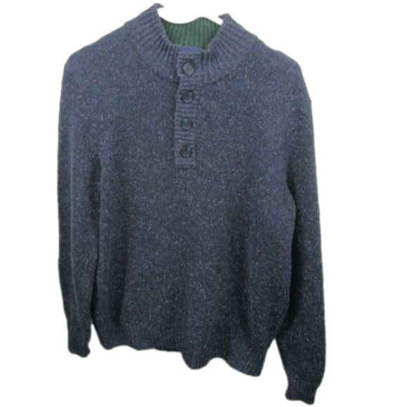 Izod Men's Navy Blue Partial Button Front Sweater Size Medium - Picture 1 of 5